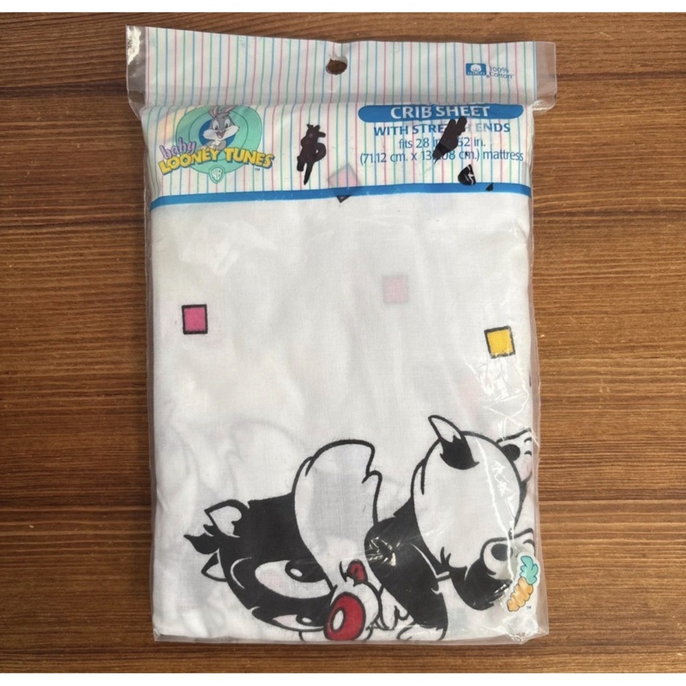 Vintage 1997 Baby Looney Tunes Sylvester Bugs Bunny Crib Sheet Gerber NIP Cotton